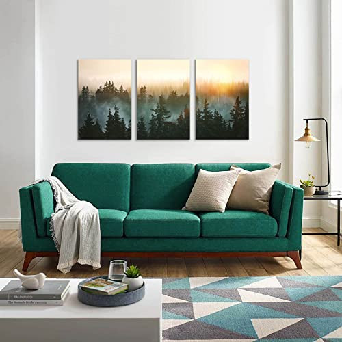 Forest Bathed in Sunlight Canvas Print Picture Painting Wall Art for Bedroom - Picture 3 of 8