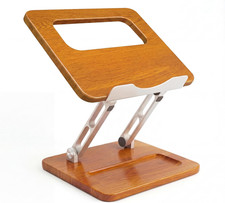 Ergonomic Wooden Laptop Stand with Pen Slot, Adjustable Height  Angle, Hollow C