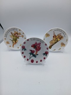 Flower Fairies Cicely Mary Barker Plates X3 12cm Wide Vgc