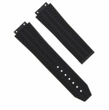 25MM RUBBER WATCH STRAP BAND FOR HUBLOT FUSION TITANIUM H BIG BANG 44-45MM BLACK