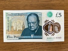 Rare First Run AA01 £5 Polymer Five Pound Note Mint Condition Low Serial Number