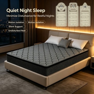 12 14'' Gel Memory Foam Mattress Hybrid Spring  Full Queen King Size In A Box HOT