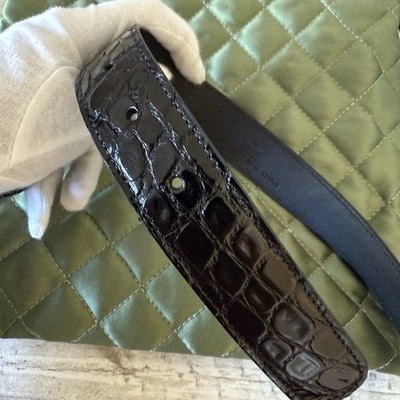 New Gucci Exclusive $2300 Mens Crocodile Caiman Belt Square  display picture 1