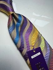 NWT VERSE 9 MULTI COLOR GEOMETRIC STYLE PRINT SILK DESIGNS NECK TIE & HANKY