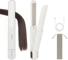 Portable 2-in-1 USB Hair Straightener and Curler with Titanium Plates