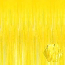 3 Pack Macaron Yellow Foil Fringe Curtains 3.28x8.2 Ft Metallic Streamers