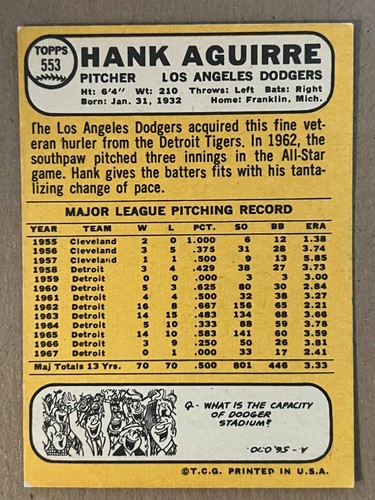1968 Topps Baseball Singles - 458 to 598 - High Numbers -- Pick Your Card - - Picture 270 of 470
