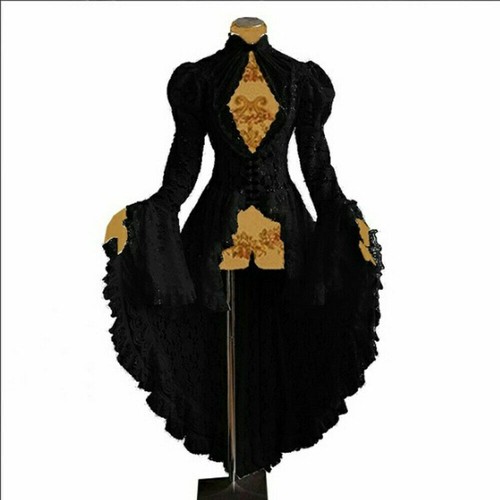 Steampunk Korsett Kleid Übergröße Gothic lang Renaissance atmungsaktiv Spitzenkleid - Bild 8 von 17