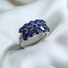 925 Sterling Silver Multiple Natural Blue Kyanite Oval Gemstone Rings For Women