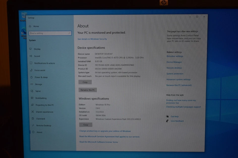 HP EliteDesk 800 G1 Intel Core i5-4570 Quad 8GB RAM 80GB SSD Windows 10 DVD-RW - Image 2 of 4