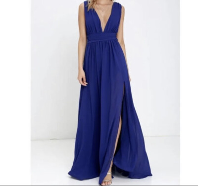 chinese dress ladies Berylove Women Sparkly Royal Blue Maxi Mother Dress V Neck Lantern Sleeves Sash Wedding Party Guest Dress with Slit, Royal Blue / 3XL main image 1