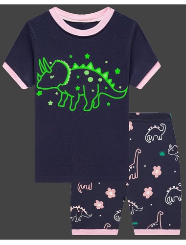 Girls Summer Pajamas Cotton Shorts Sleeve Pajamas For Girls Size 7 Years - Picture 3 of 19