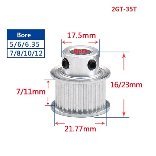 Ancho de polea de correa de distribución 2GT 16-52T 7/11 mm engranaje de rueda síncrono para impresora 3D - Imagen 13 de 21