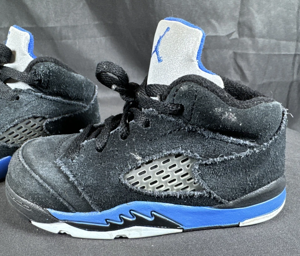 🔥Nike Air Jordan 5 Retro Negro Corredor Azul Lengua Reflectante 440890-004 Talla 8C Foto 2 de 4