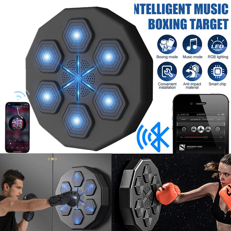AONESY Music Boxing Machine – Mit Bluetooth, LED-Lichtern, 9 Geschwindigkeiten, Zählfunktion, Inkl. Boxhandschuhen