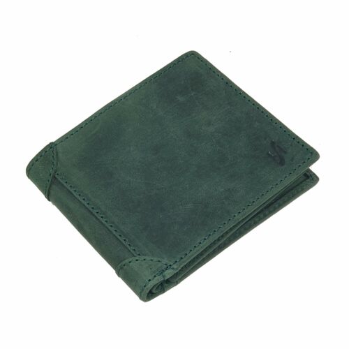 StarHide RFID BLOCKING Mens Distressed Green Leather Wallet Zip Coin Purse 1145 - Picture 6 of 7