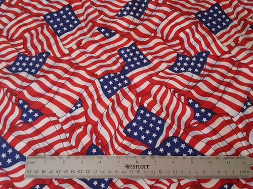 23" Packed USA Flag Print Fabric Traditions Red White Blue Stars Stripes - Picture 2 of 3