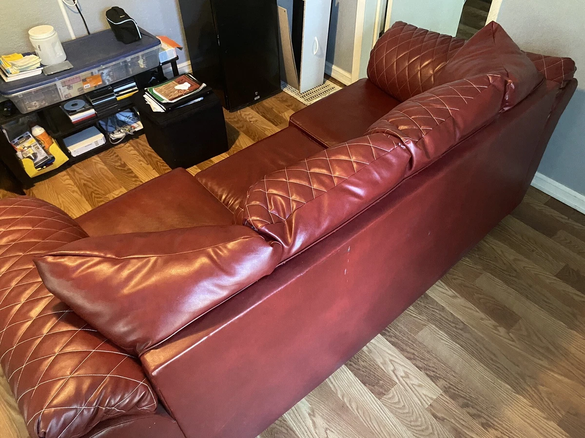 red leather couch