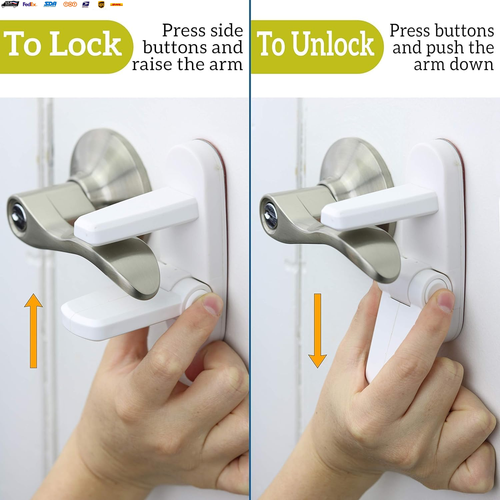 Door Lever Lock (2 Pack) – Prevents Toddlers from Opening Doors – Easy One-Hand - Picture 2 of 7