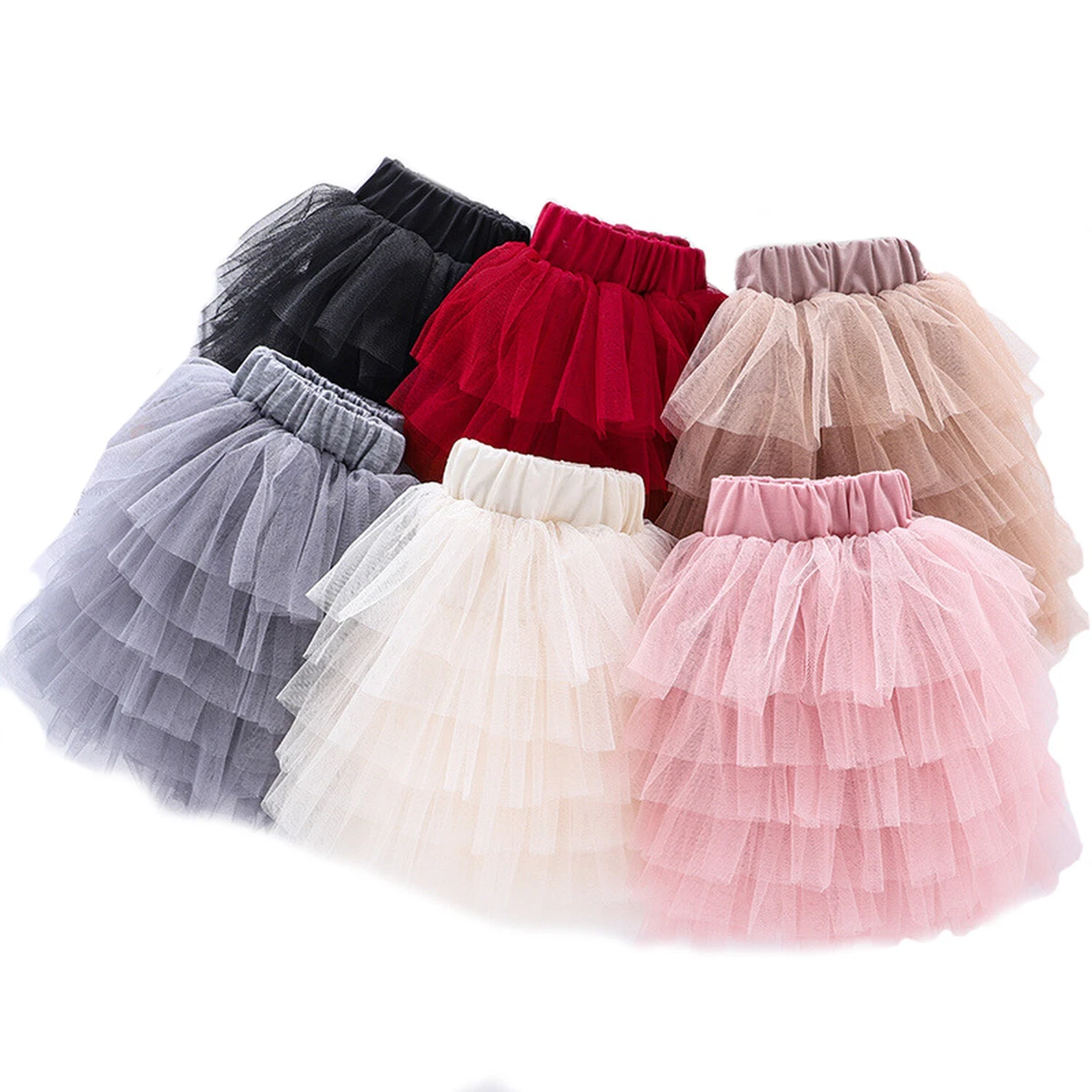 Girls Tutu Skirts 6 Layers Elastic Waist Ballet Dance Skirt for