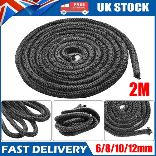 Black Stove Rope 6/8/10/12mm x 2M Length Wood Log Burner Fire Door Seal