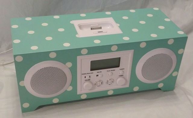 Pottery Barn Teen Rockin Alarm Clock Pink Peace Signs Tested