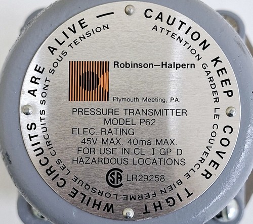 Robinson-Halpern P62-P310-31 / Model P62 Pressure Transmitter 45V 40mA - Picture 2 of 13