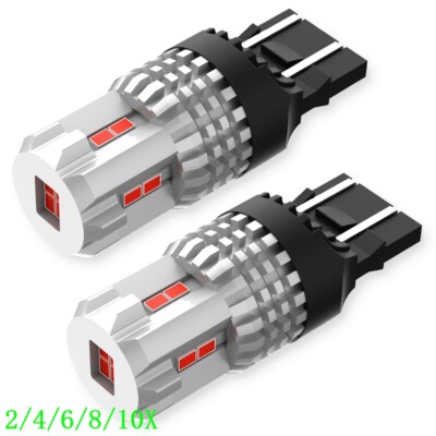 7443R 7443 7440 LED Brake Tail Stop Light Super Bright Pure RED Bulb 2/10x