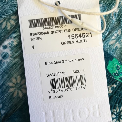 NWT Boteh Elba Mini Dress Womens 4 XL Green Paisley Linen V-Neck 3/4 Sleeve NEW - Picture 4 of 13