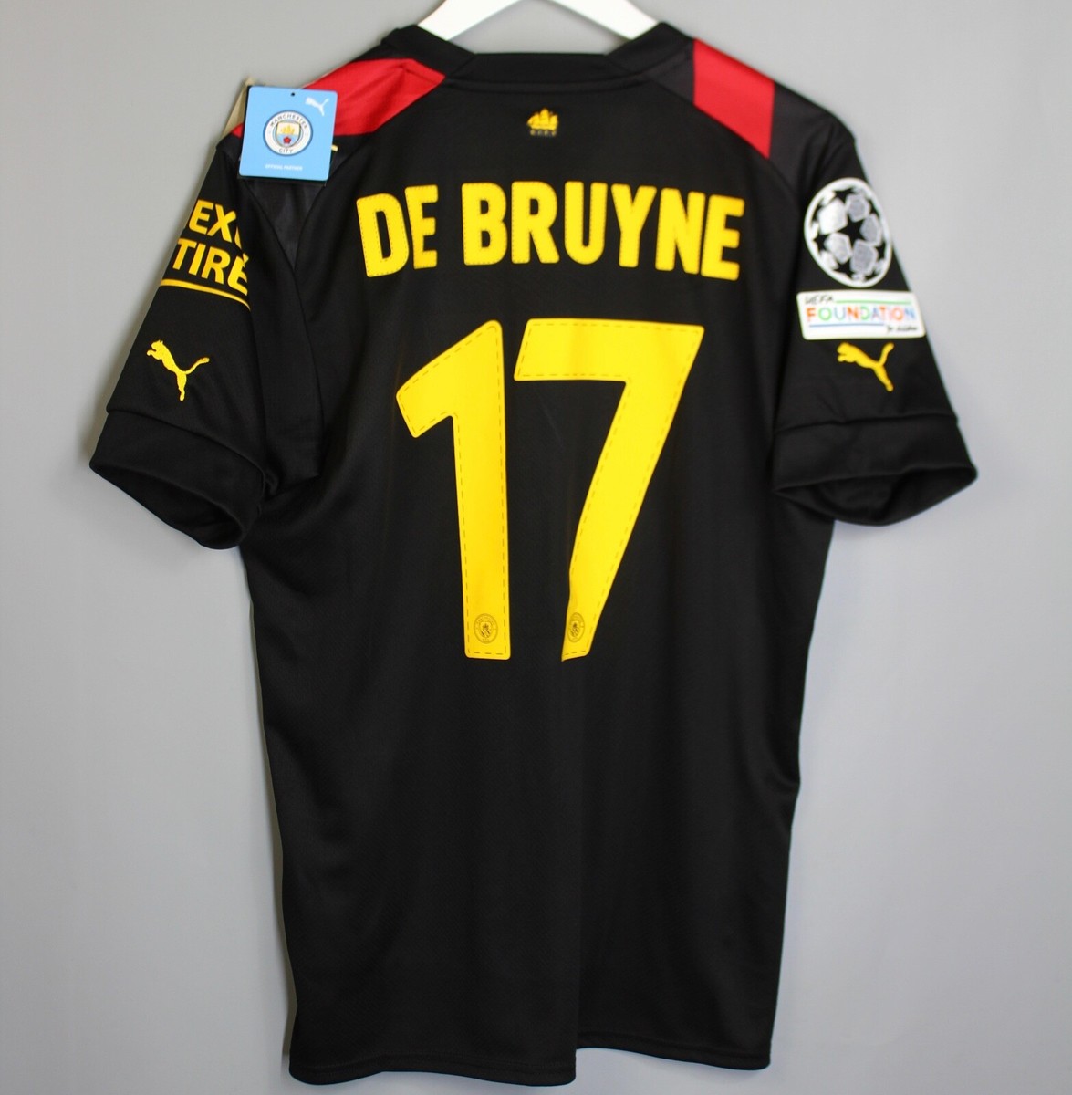 MANCHESTER CITY 2022 2023 AWAY FOOTBALL SHIRT JERSEY UCL #17 DE