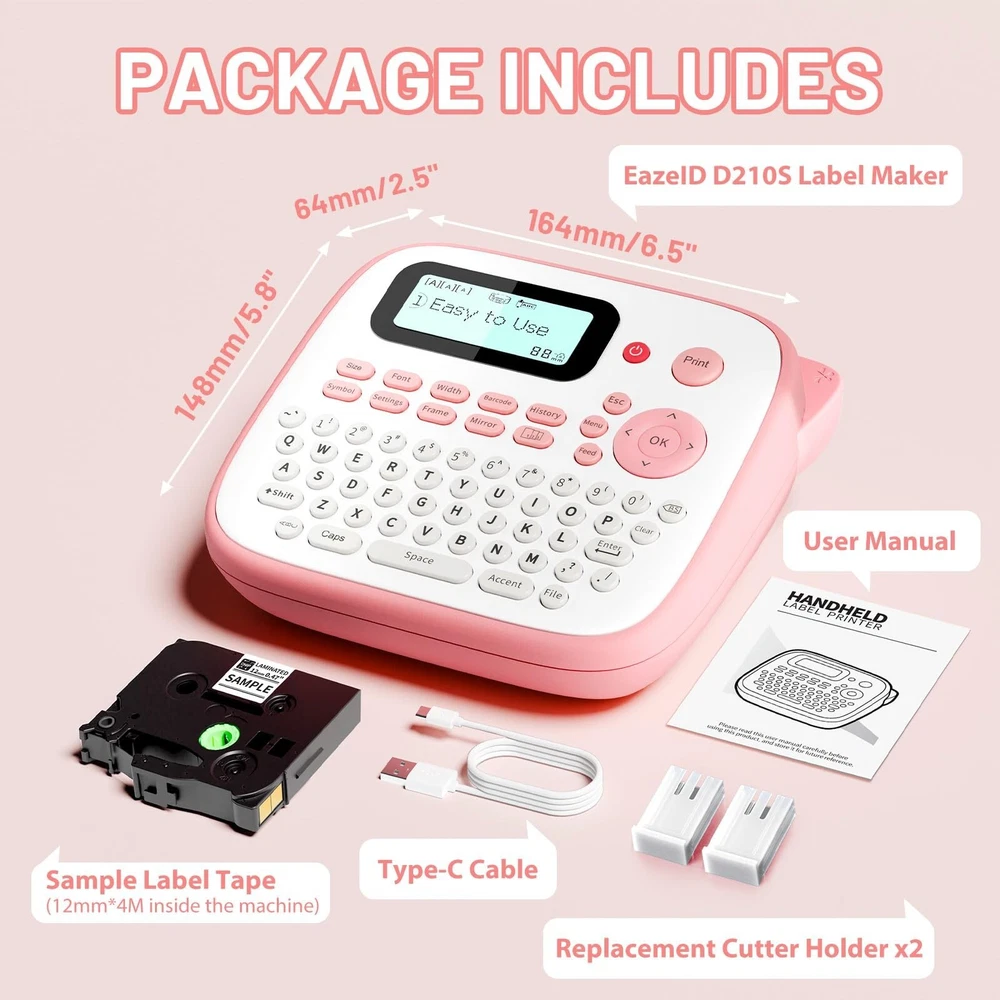 Pink Portable Kids Label Maker with QWERTY Keyboard for Easy Sticker Printing Pink Portable Kids Label Maker with QWERTY Keyboard for Easy Sticker Printing