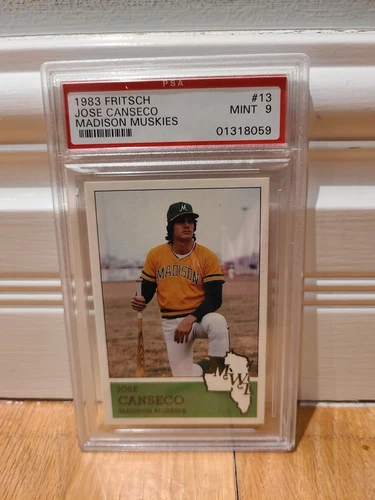 1983 Fritsch #13 Madison Muskies Minor League JOSE CANSECO PSA 9 MINT A's Team