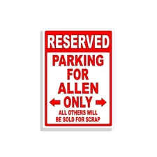 Personalized Parking Sign Wall Decal Metal Sign No Parking Customized Allen