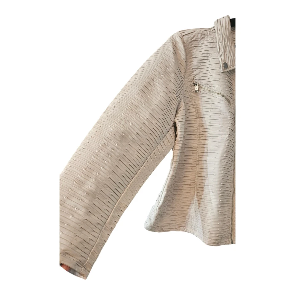 Chaqueta de moto Dennis Basso para mujer 20W imitación cuero blanca texturizada cremallera completa Foto 3 de 4