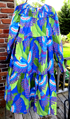 farm rio blue macaw dress FARM Rio Off White Macaw Flight Smocked Maxi Dress