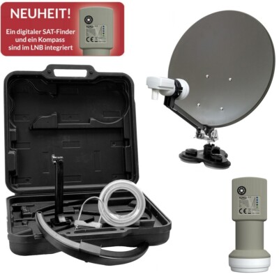 Camping SAT Anlage LNB mit integriertem SAT- Finder Satelliten Anlage im Koffer