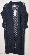 Time and Tru Women's Crochet Black Layering Duster Open Front Sweater S, 2X (T10