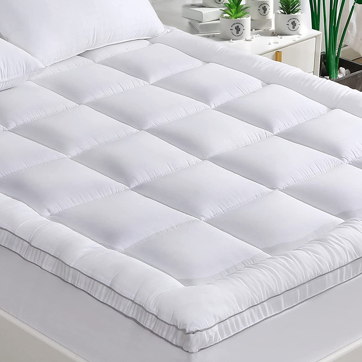 Pillowtop Mattress Topper Full Size, Rayon from Bamboo Mattress Cover Padded wit