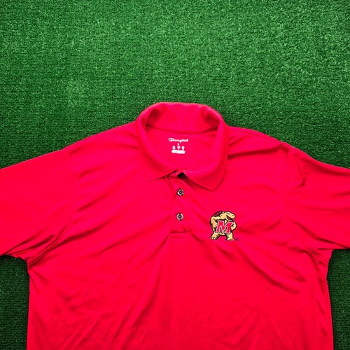 Maryland Terrapins Polo Shirt Champion Mens Large Red Short Sleeve College Sport - Picture 2 of 8
