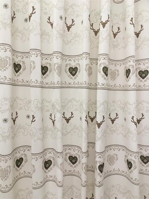 Deko Stoff Gardine Vorhang Landhaus Hirsch Herz natur braun
