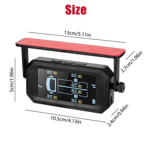 Wireless Solar TPMS LCD Car Tire Pressure Monitoring System + 6 External Sensors - Picture 10 of 16