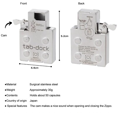 Tab-Dock Frisk Mint Tablet Inner Case for Zippo Lighter Tab-Dock Frisk Mint Tablet Inner Case for Zippo Lighter