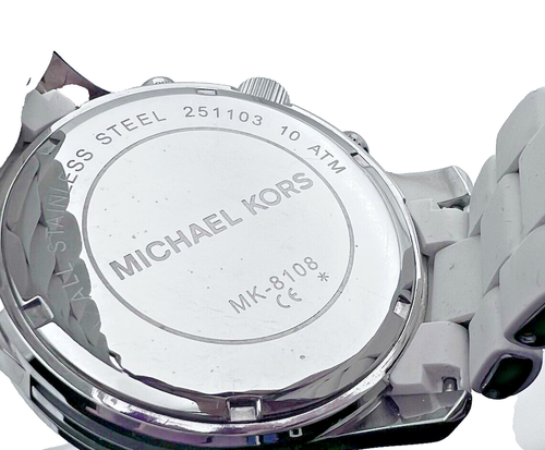 Michael Kors Unisex MK8108 Chronograph Uhr - Mattweiß Silikon Gliederband - Bild 19 von 20