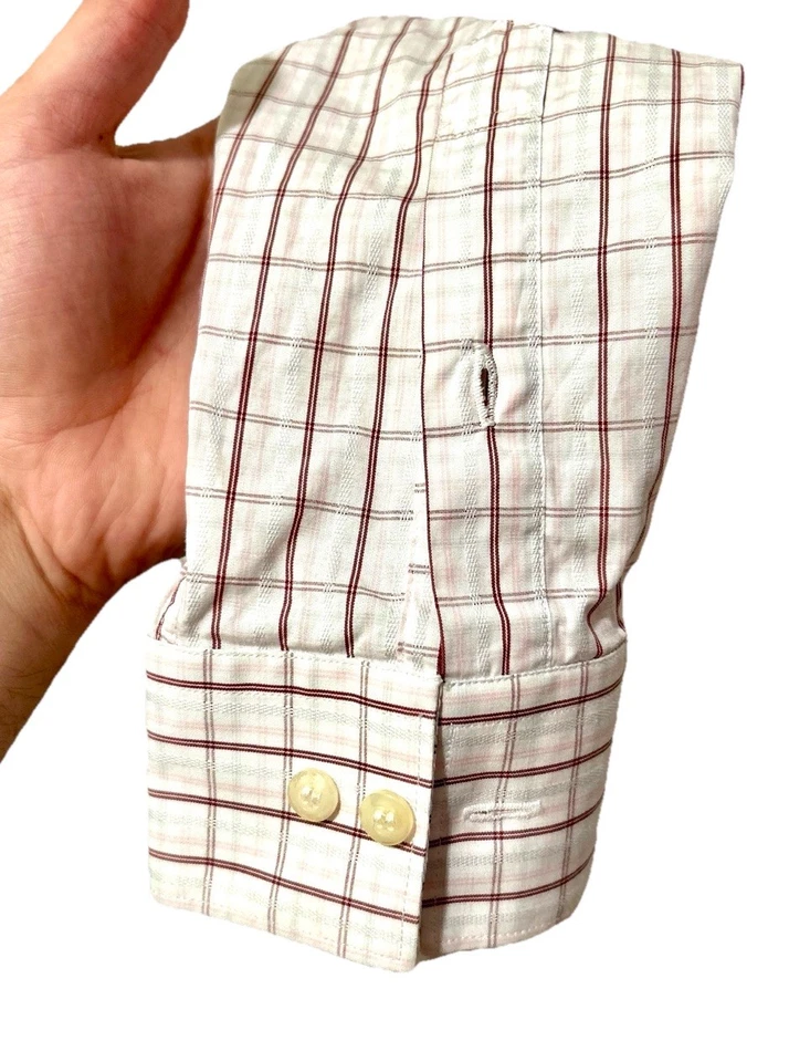 Camisa de hombre tallada con botones a cuadros a cuadros manga larga algodón EU 52 US L  Foto 4 de 4