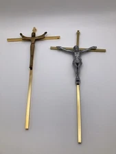 Pair of Mid Century Metal Crosses