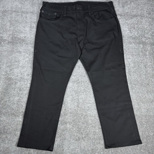 True Religion Jeans Herren 42 Schwarz Geno Relaxed Slim Fit Straight Pocket Flaps