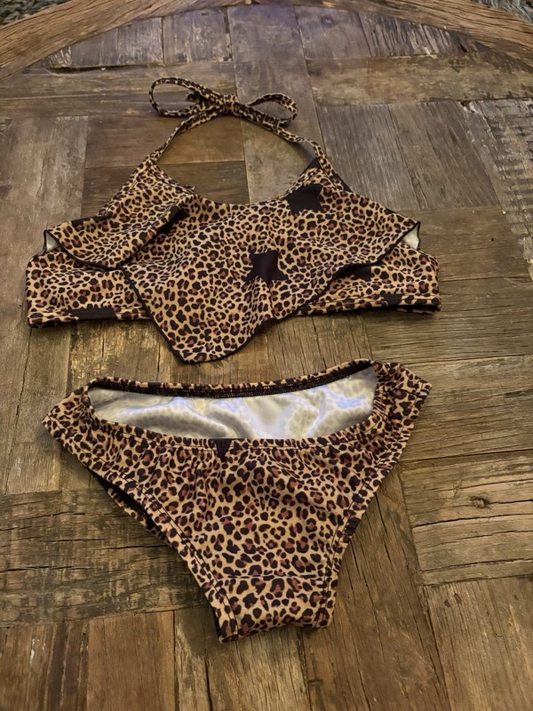 Cheetah Size 8 Girls Print With Stars Bikini