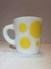 Vintage Hazel Atlas Milk Glass Mug with Yellow Polka Dots USA