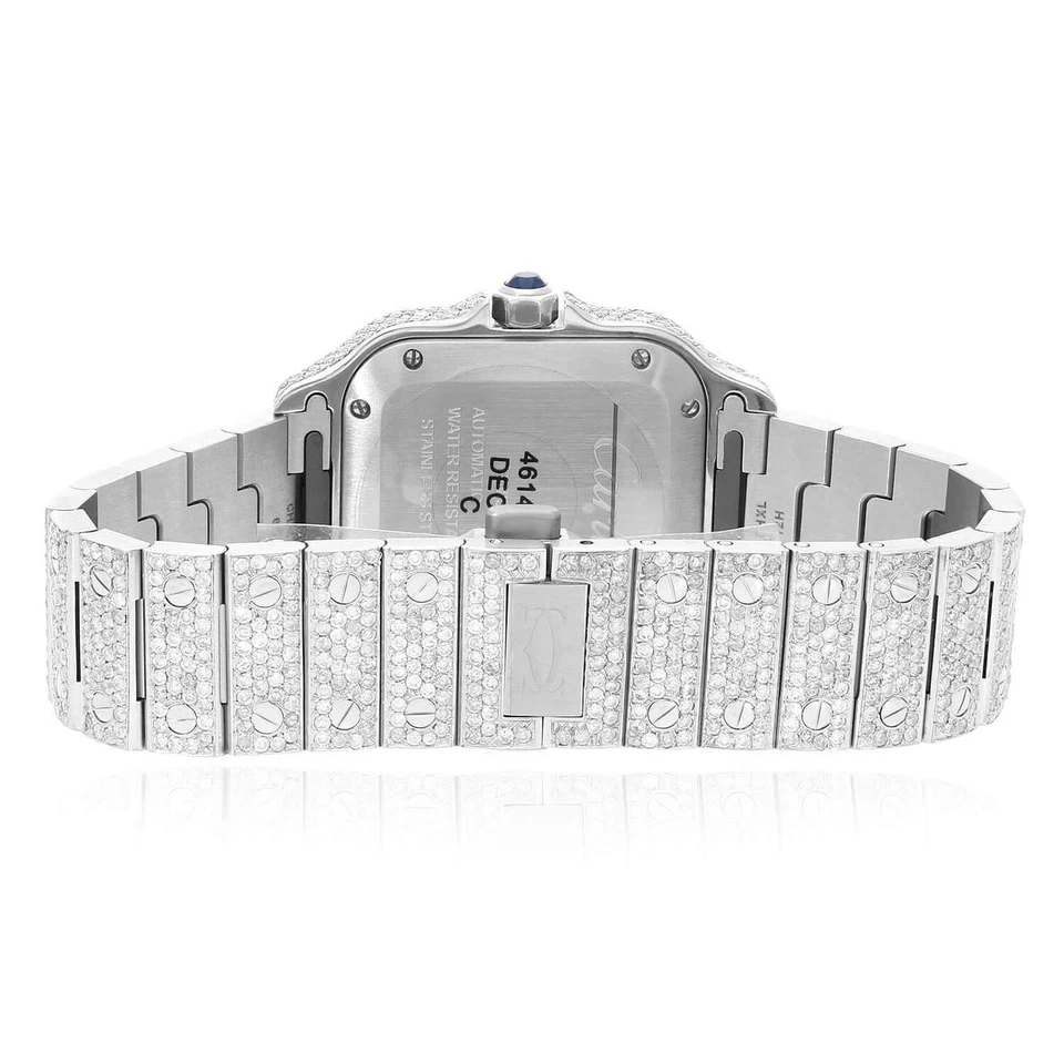 Reloj Cartier Santos WSSA0018 40mm Automático SS 11.50CTW Diamante Esfera Blanca Foto 4 de 4
