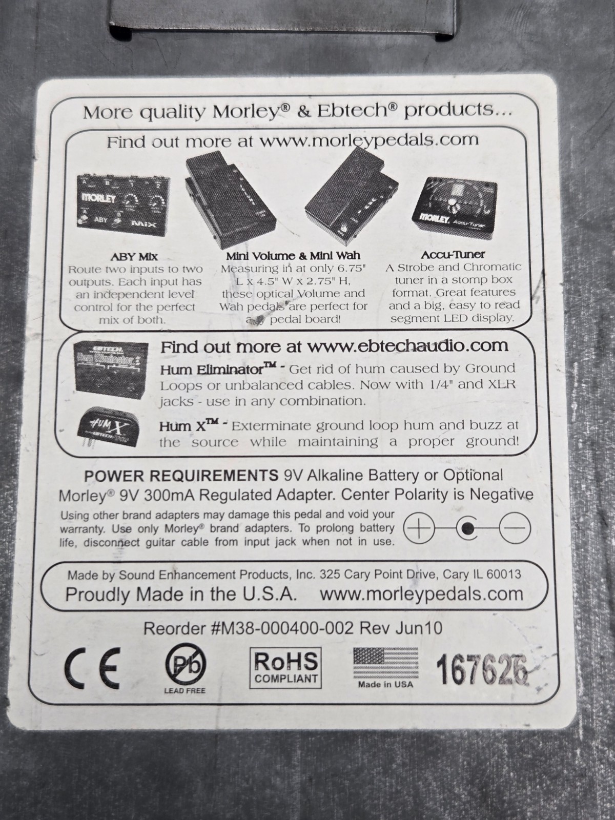 Morley Foot Pedal Pro Series Volume Plus Made in USA